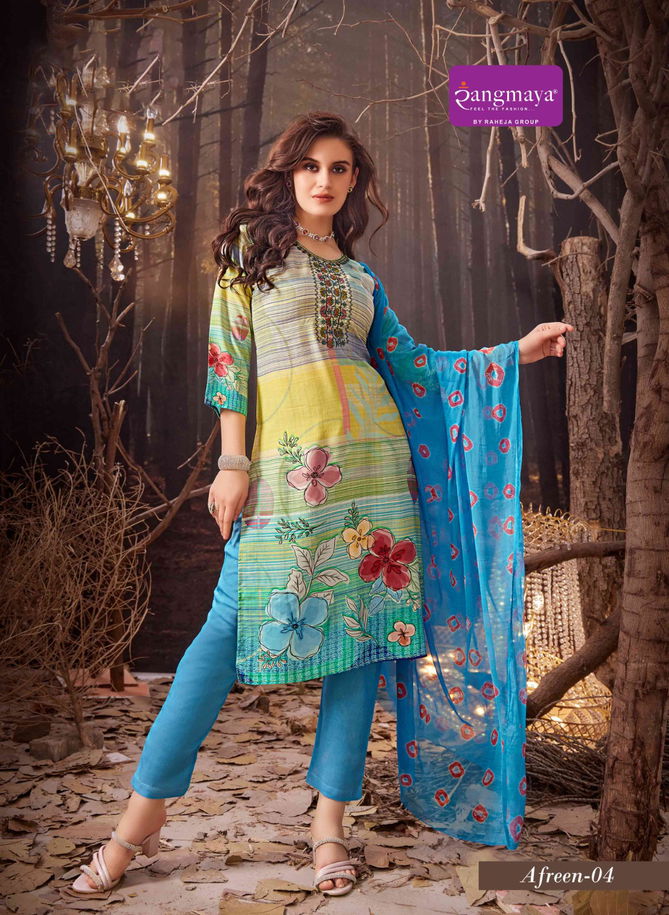 Afreen By Rangmaya Rayon Printed Kurti With Bottom Dupatta Orders In India